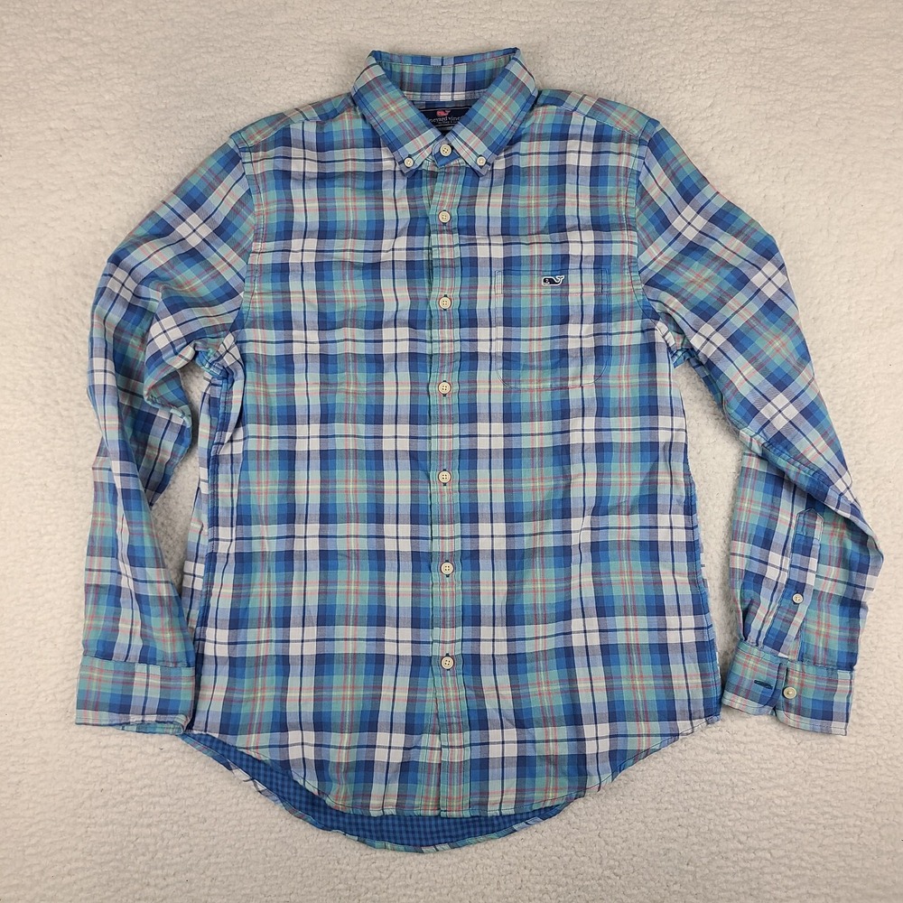 Vineyard Vines Tucker Shirt Mens Medium Plaid Flannel Check Lined Button Down